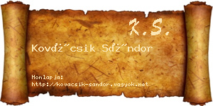Kovácsik Sándor névjegykártya