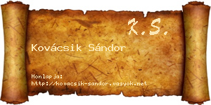 Kovácsik Sándor névjegykártya